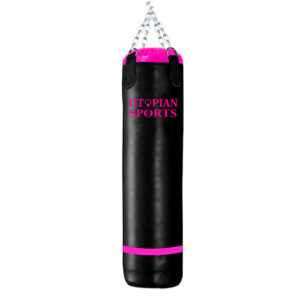 Muay Thai Long Punching Bag/Kick Bag Black and Purple 155cm Height