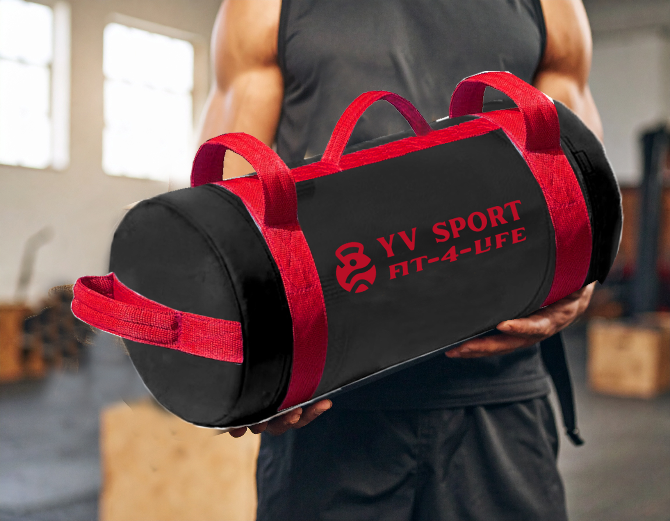 Black Sand Bag/Core Bag With Red Webbing Handles