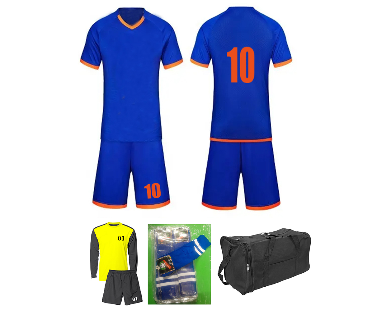 Soccer Kit 15 Set Adults - Blue With Orange Strap