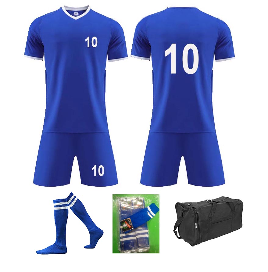 Soccer Kit 15 Set Adults - Plain Blue With White Printing
