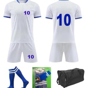 Soccer Kit 15 Set Adults - Plain White With Blue Printing