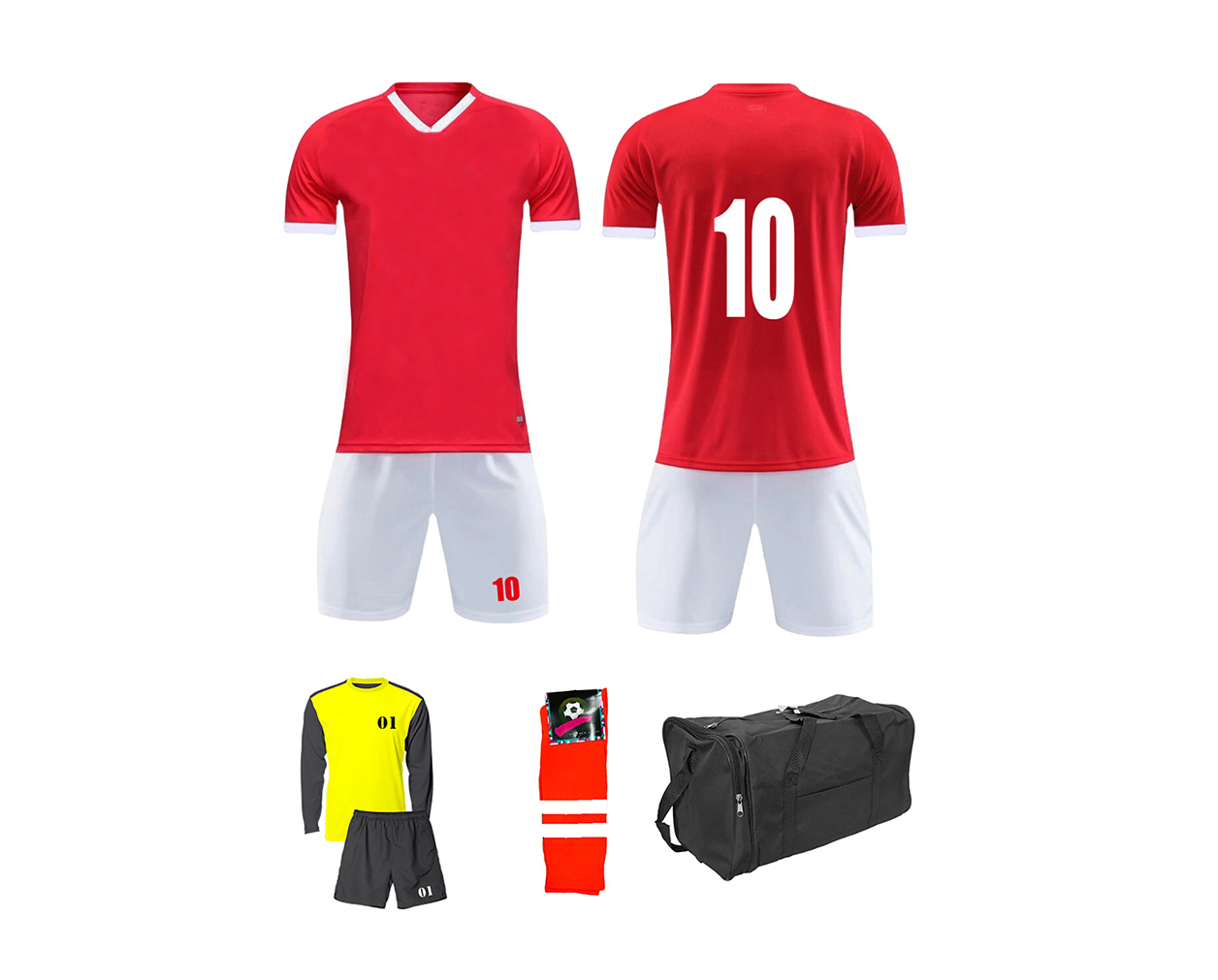 Soccer Kit 15 Set Adults - Red and White Kit