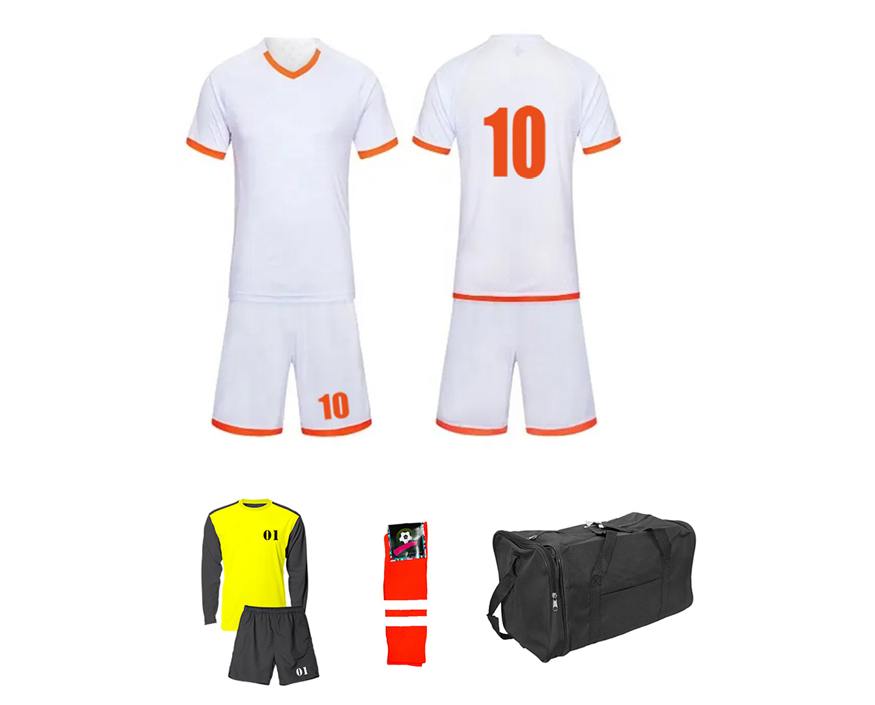 Soccer Kit 15 Set Adults - White With Orange Strap